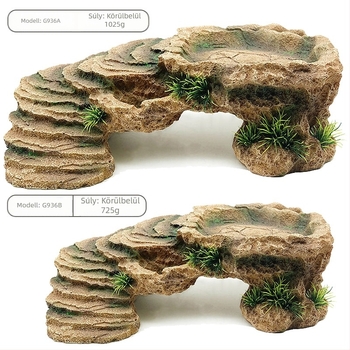 Akváriumi teknős napozó- és mászóplatforma - környezetbarát gyanta, köves dekoráció, Harry Pet