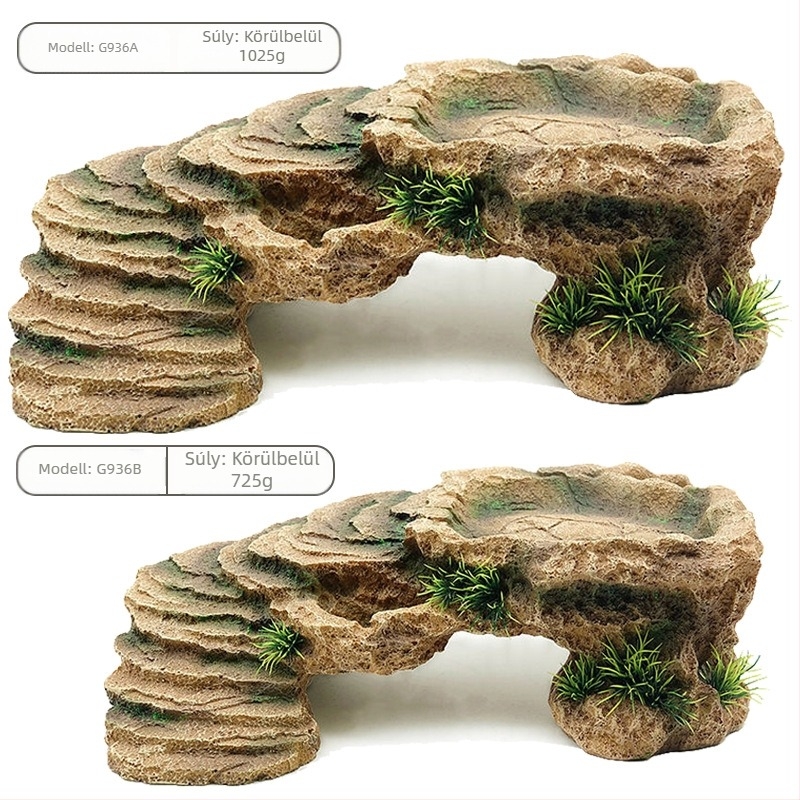 Akváriumi teknős napozó- és mászóplatforma - környezetbarát gyanta, köves dekoráció, Harry Pet