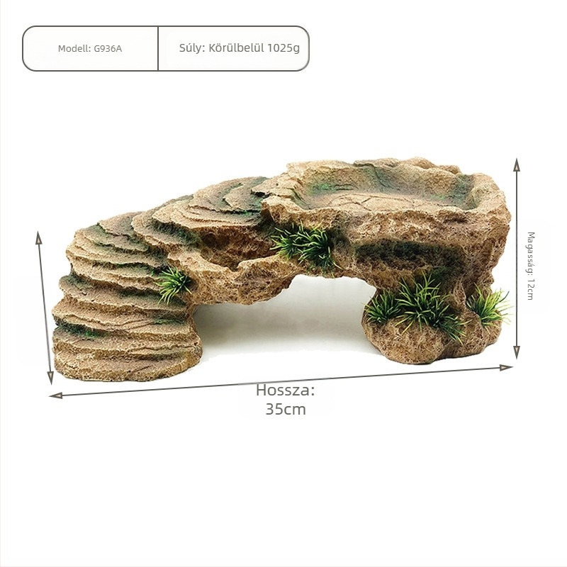 Akváriumi teknős napozó- és mászóplatforma - környezetbarát gyanta, köves dekoráció, Harry Pet