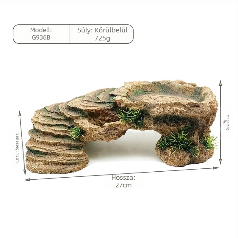 Akváriumi teknős napozó- és mászóplatforma - környezetbarát gyanta, köves dekoráció, Harry Pet