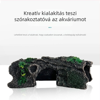 Gyantából készült akváriumi tájkép dekoráció: üreges fa rejtekhellyel, súly 0.2472 kg