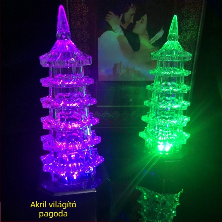 LED világító akril pagoda torony játék, műanyag kivitelezés, 15–35 éveseknek, csomagolás: doboz, 3C kategória: 14 év feletti játékok
