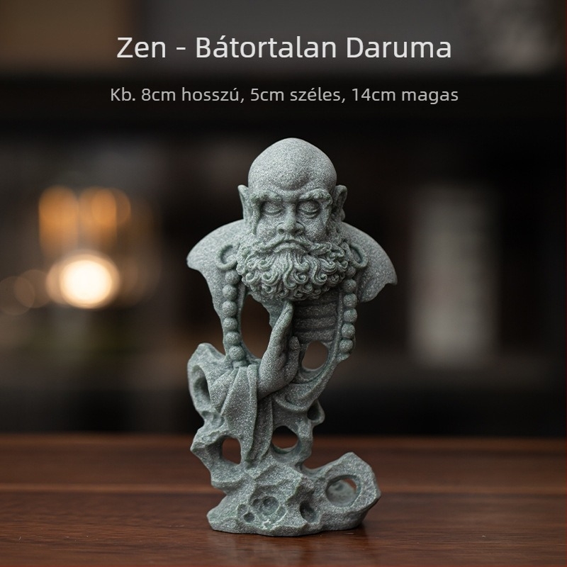 Homokkőből készült tea-pet, zen stílusban, Sun Wukong és Tathagata figurákkal, dekoráció a nappali teásasztalhoz