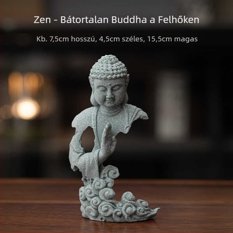Homokkőből készült tea-pet, zen stílusban, Sun Wukong és Tathagata figurákkal, dekoráció a nappali teásasztalhoz