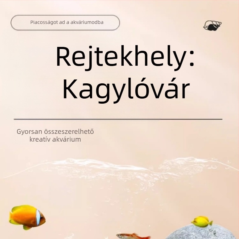 Műgyantából készült akváriumi dísz kagyló kastély halak és garnélarák számára, szaporodási lyukakkal és rejtekhelyekkel