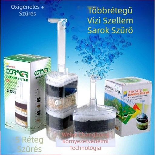 Letter Friends Akvárium sarokszűrő, szűrőgyapotos kivitel, kis pneumatikus kialakítás