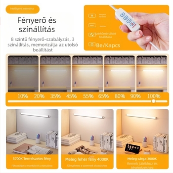 LED-szalagos asztali lámpa a kollégiumhoz, USB mágneses tartó, szemvédelem, 220V bemenet