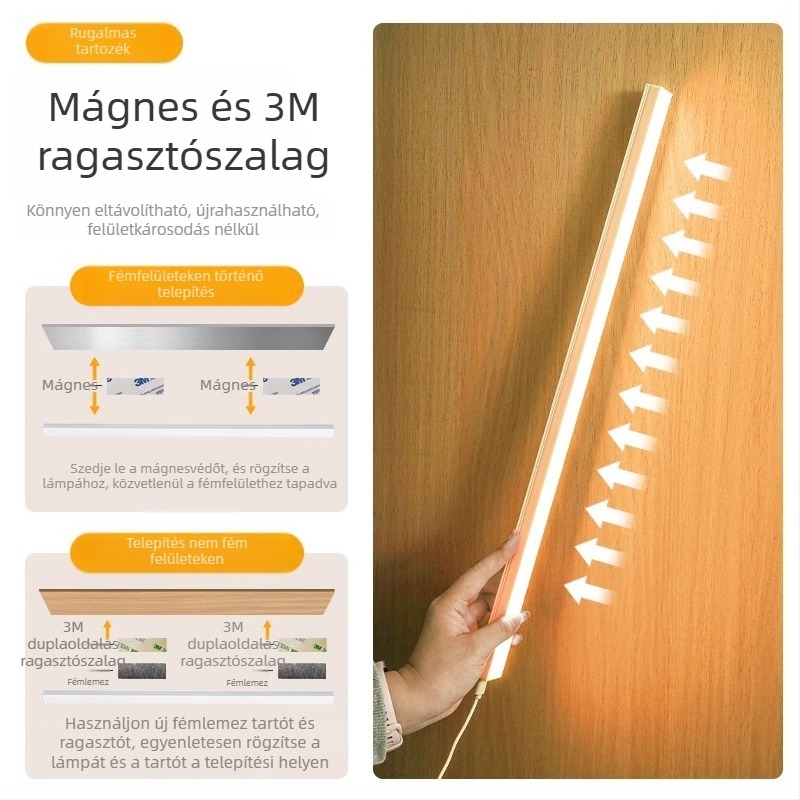 LED-szalagos asztali lámpa a kollégiumhoz, USB mágneses tartó, szemvédelem, 220V bemenet