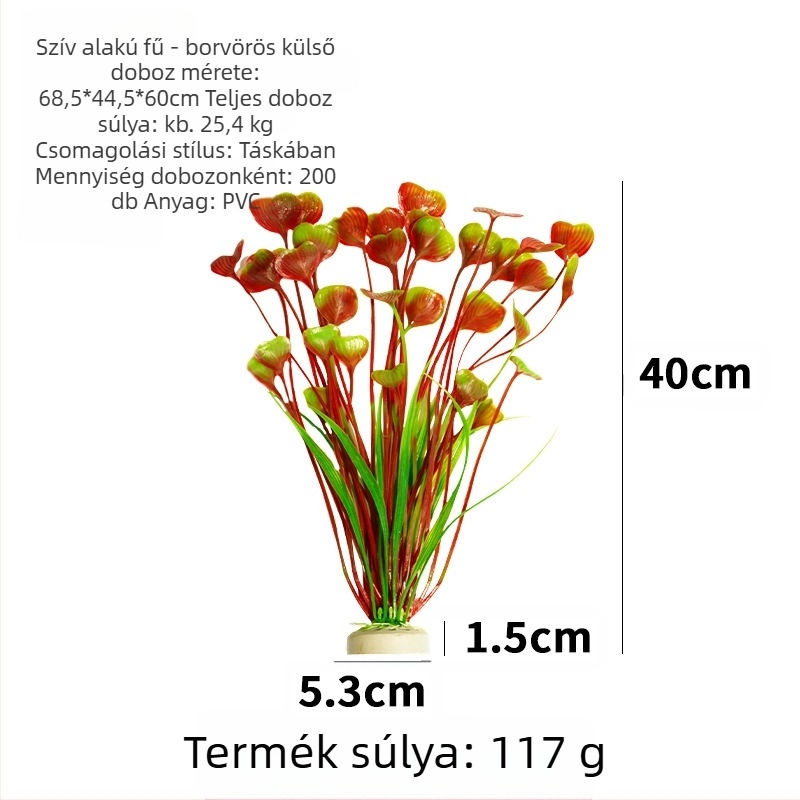 PVC anyagú akváriumi növény a tájépítéshez – mű növény az akváriumba, márka Little jiaola, stílus Love grass, súly 117 g