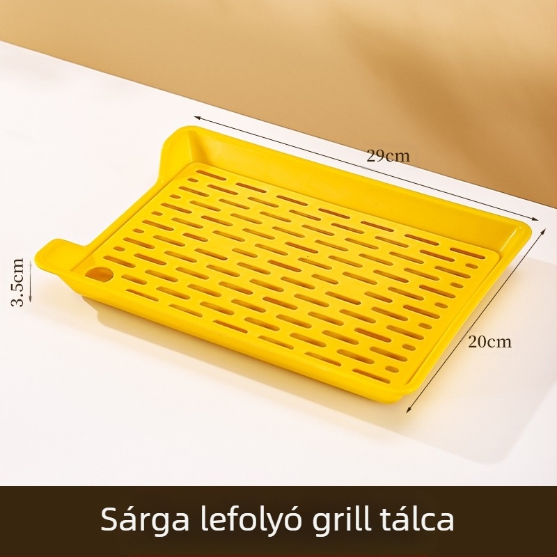 PP négyszögletes tál leürítő hálóval, testreszabható logónyomtatás, mikróban nem használható, modern minimalista stílus