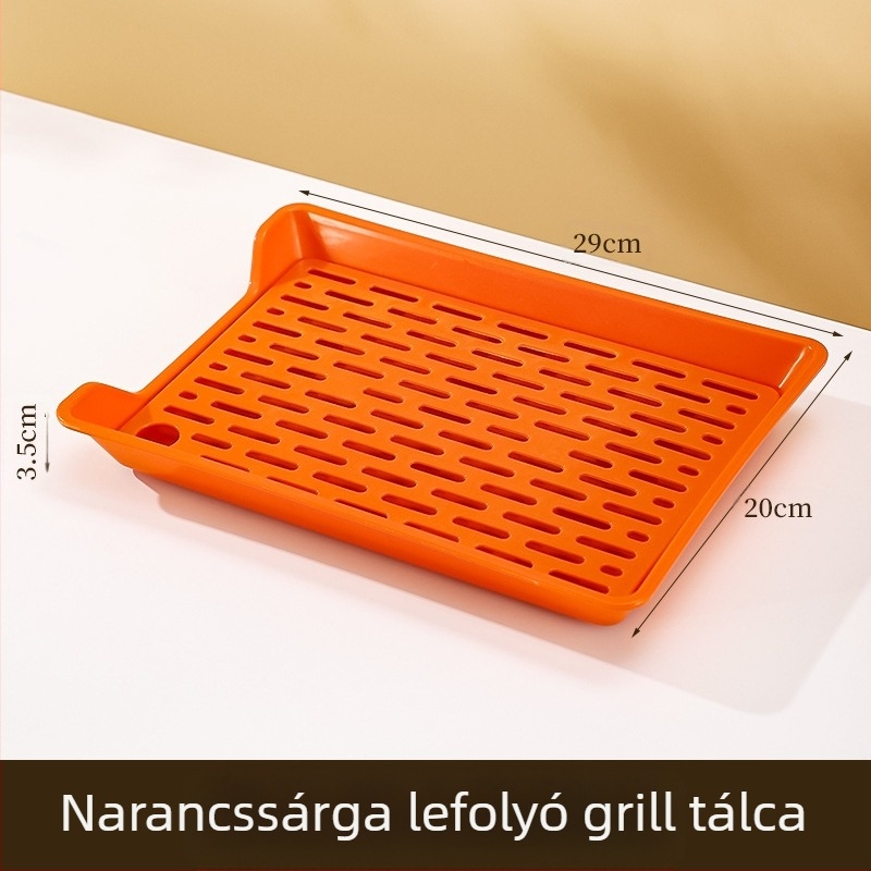 PP négyszögletes tál leürítő hálóval, testreszabható logónyomtatás, mikróban nem használható, modern minimalista stílus