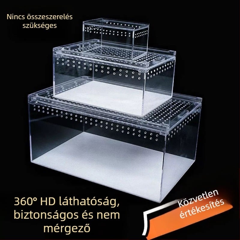 Akril integrált terrárium szivárgásmentes kivitelben — kígyók, gecko, szarvasbéka, pókok és teknősök számára