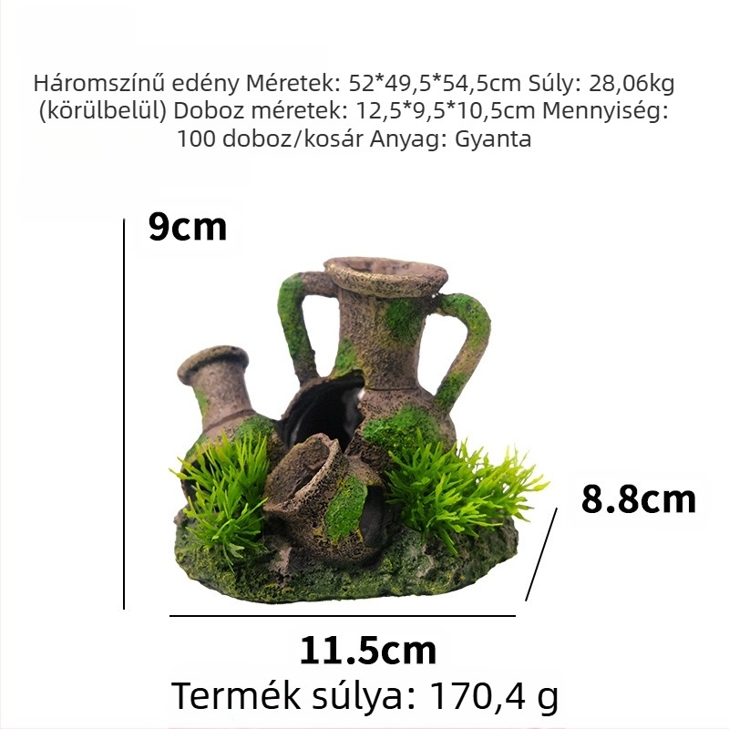 Akváriumi tájépítés medál – gyanta, kopott korsó-stílus, akváriumi dekoráció