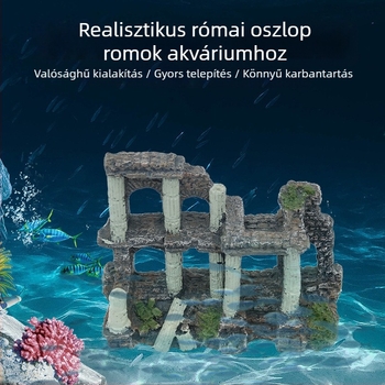 Környezeti szempontból védett gyanta alapú akváriumi tájkép-díszítés – sárkányos oszlop és korall-római oszlop stílusok, 1 kg, akváriumi dekorációhoz