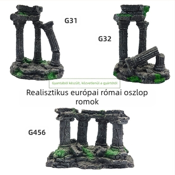 Környezeti szempontból védett gyanta alapú akváriumi tájkép-díszítés – sárkányos oszlop és korall-római oszlop stílusok, 1 kg, akváriumi dekorációhoz