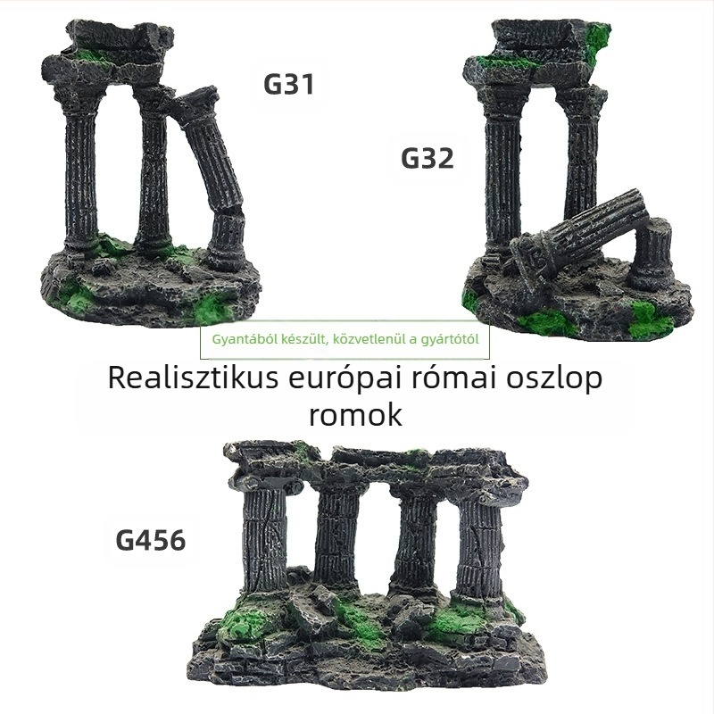 Környezeti szempontból védett gyanta alapú akváriumi tájkép-díszítés – sárkányos oszlop és korall-római oszlop stílusok, 1 kg, akváriumi dekorációhoz