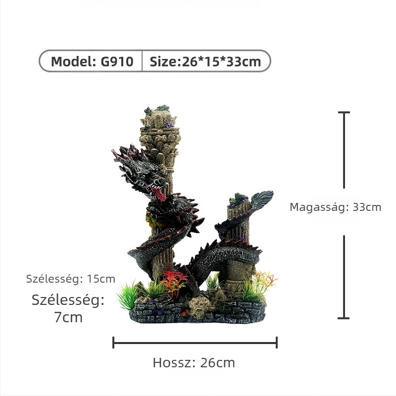 Környezeti szempontból védett gyanta alapú akváriumi tájkép-díszítés – sárkányos oszlop és korall-római oszlop stílusok, 1 kg, akváriumi dekorációhoz