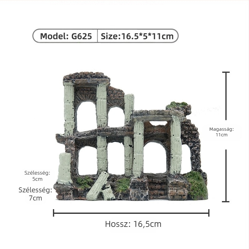 Környezeti szempontból védett gyanta alapú akváriumi tájkép-díszítés – sárkányos oszlop és korall-római oszlop stílusok, 1 kg, akváriumi dekorációhoz