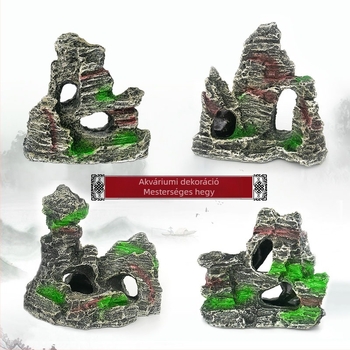 Mini gyanta kőzet akváriumhoz — környezetbarát gyanta, akvárium világ tájkép, díszítő tájépítés, egyszerű stílus, csomag 100