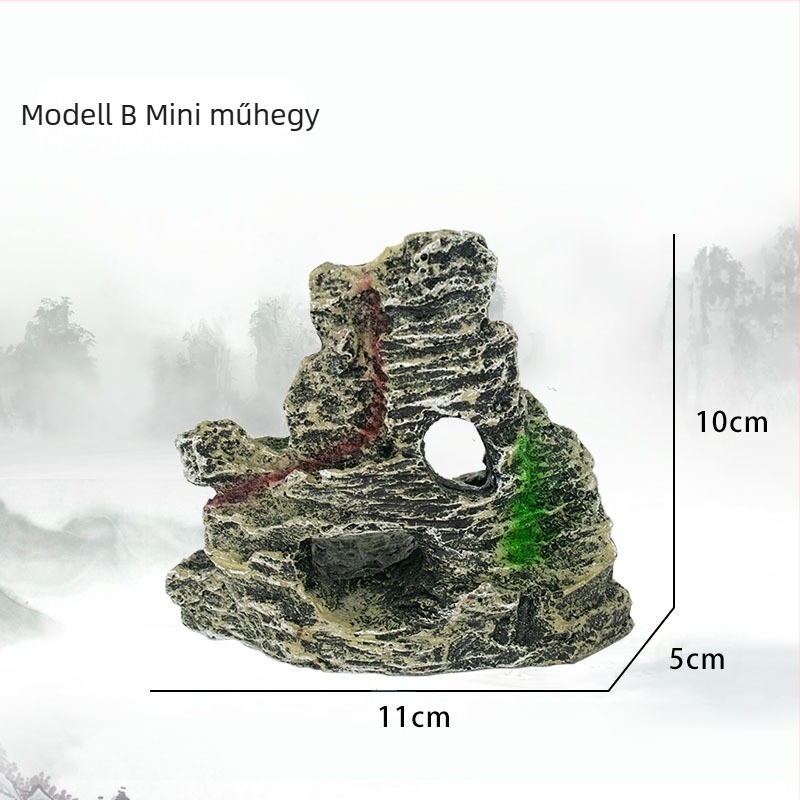 Mini gyanta kőzet akváriumhoz — környezetbarát gyanta, akvárium világ tájkép, díszítő tájépítés, egyszerű stílus, csomag 100