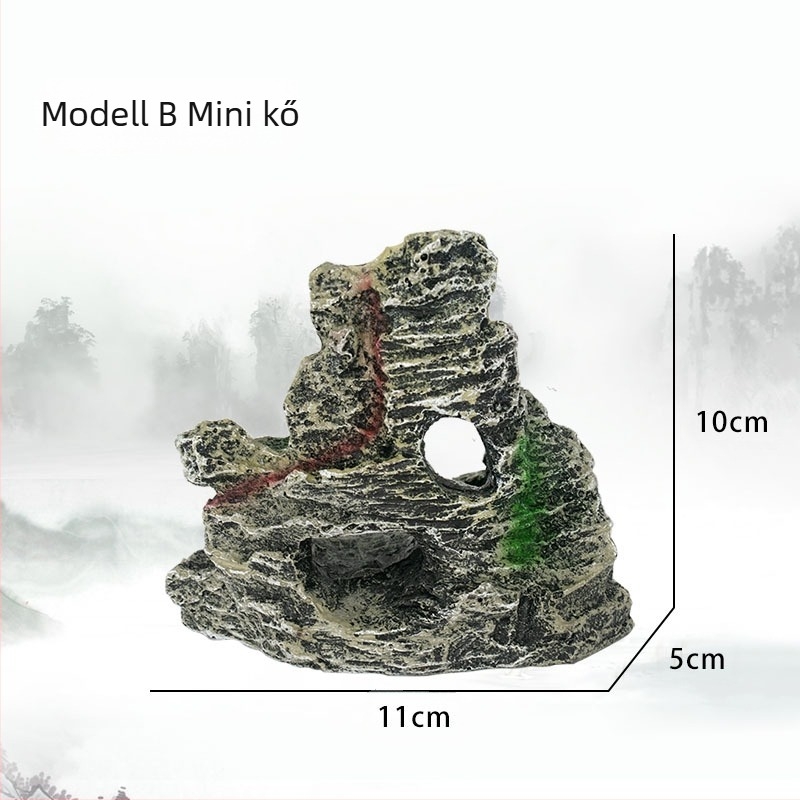 Mini gyanta kőzet akváriumhoz — környezetbarát gyanta, akvárium világ tájkép, díszítő tájépítés, egyszerű stílus, csomag 100