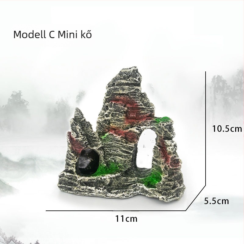Mini gyanta kőzet akváriumhoz — környezetbarát gyanta, akvárium világ tájkép, díszítő tájépítés, egyszerű stílus, csomag 100