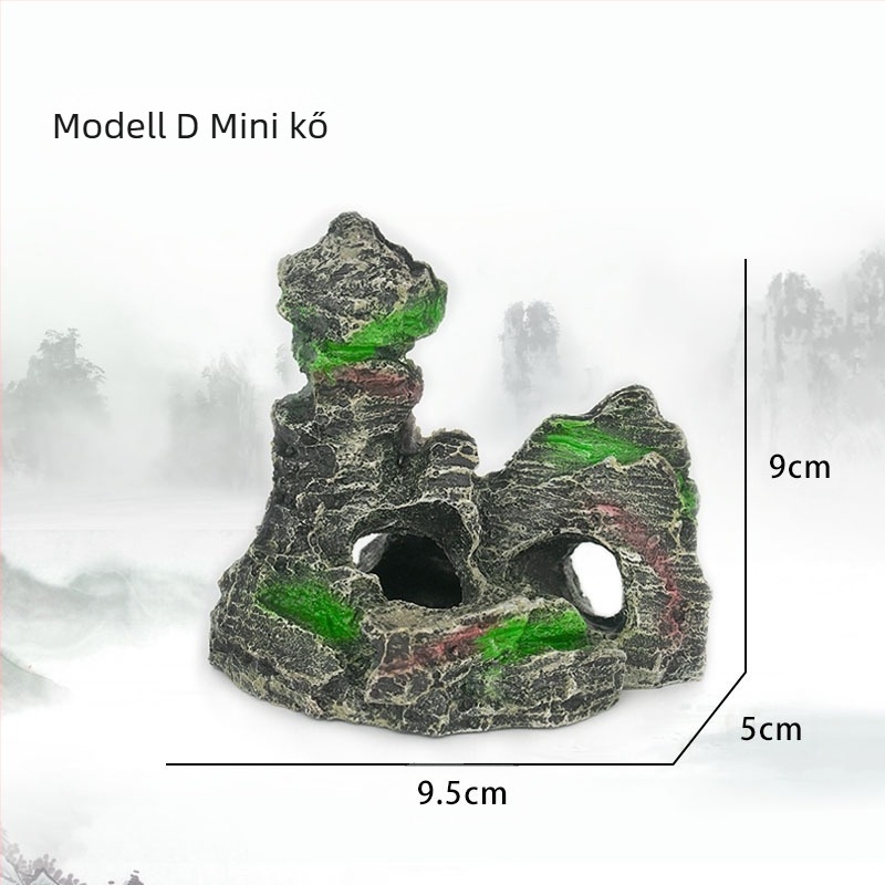 Mini gyanta kőzet akváriumhoz — környezetbarát gyanta, akvárium világ tájkép, díszítő tájépítés, egyszerű stílus, csomag 100