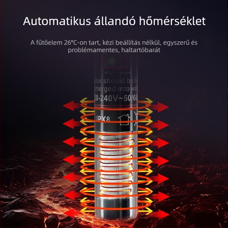 Akváriumi fűtőkar automatikus hőmérséklet-szabályozással, teljesítmény 10W/25W/50W/75W