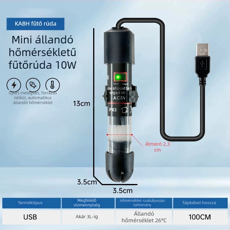 Akváriumi fűtőkar automatikus hőmérséklet-szabályozással, teljesítmény 10W/25W/50W/75W