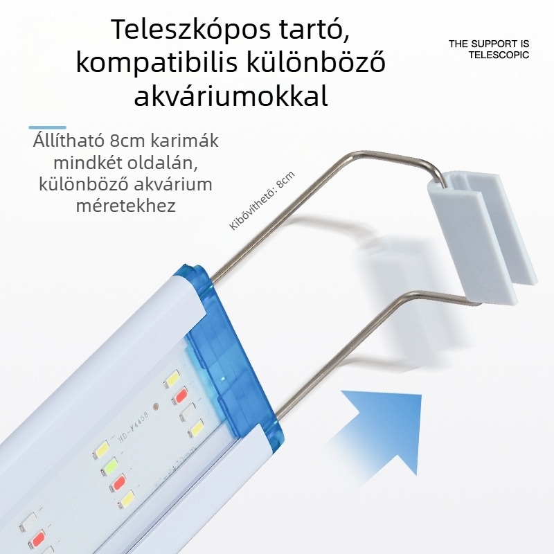 LED akváriumi lámpa PVC testű, 6–20W, vízálló, világítás vízi növényekhez és teknősöknek