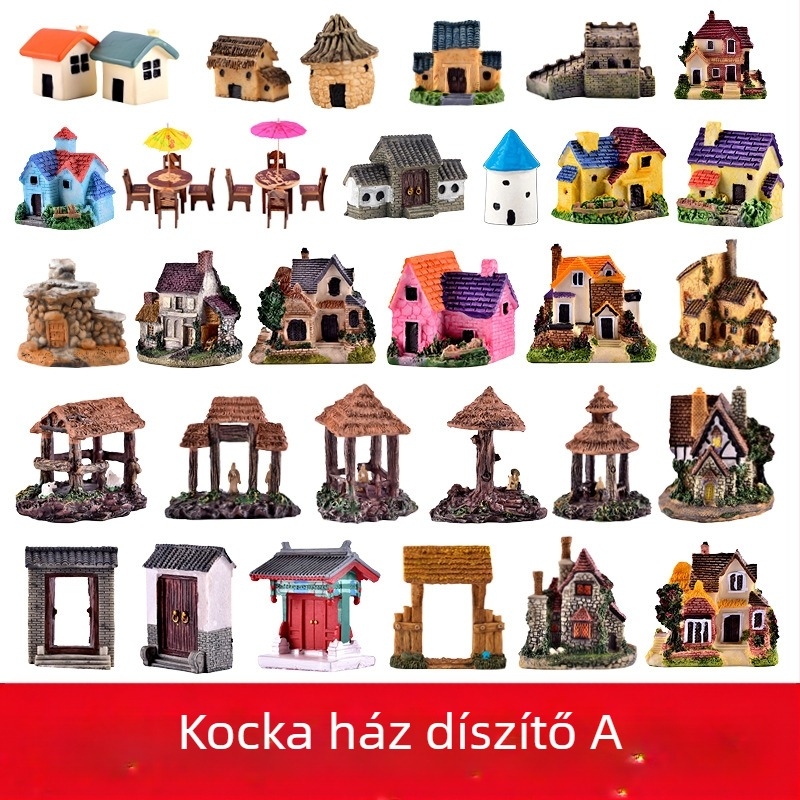 Gyanta mikrotájkép szukkulentákkal, dekoratív bonsai figura és reális modell