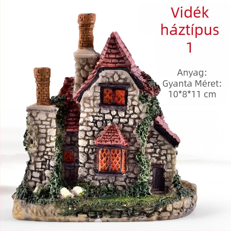 Gyanta mikrotájkép szukkulentákkal, dekoratív bonsai figura és reális modell