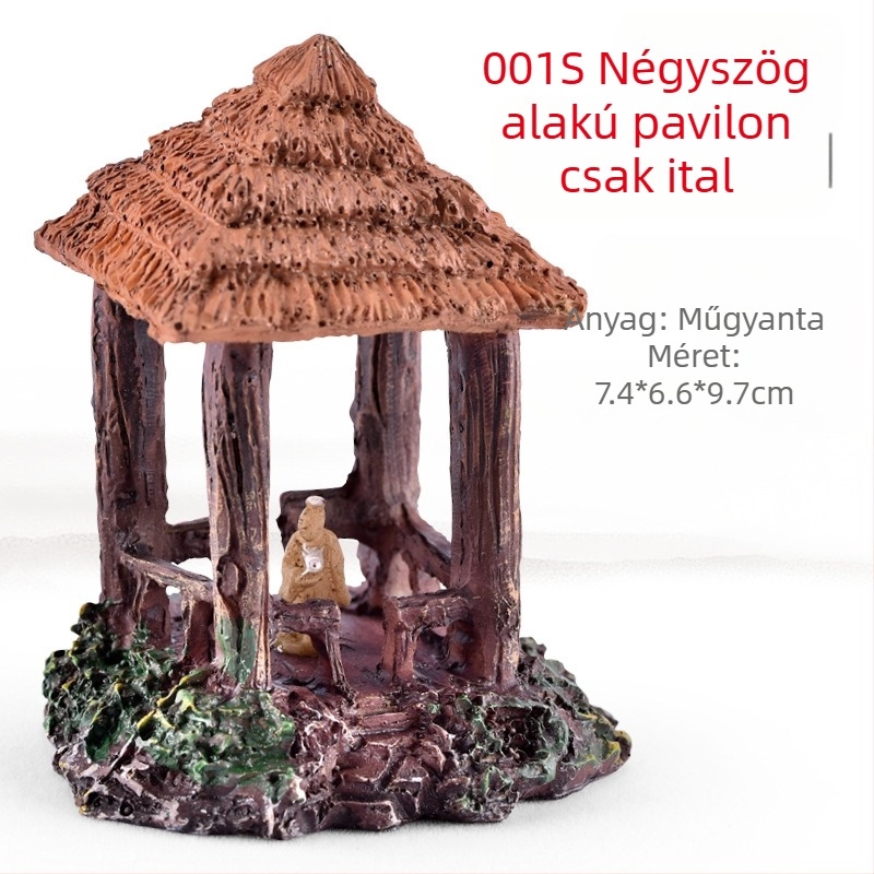 Gyanta mikrotájkép szukkulentákkal, dekoratív bonsai figura és reális modell