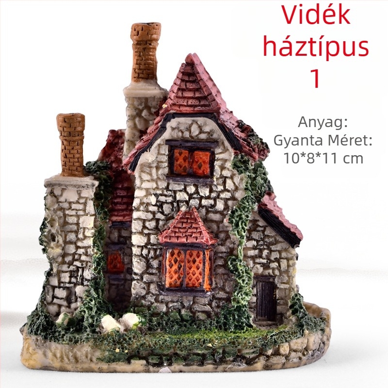 Gyanta mikrotájkép szukkulentákkal, dekoratív bonsai figura és reális modell