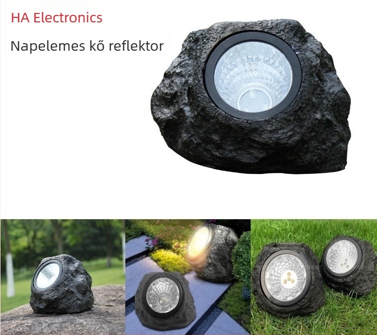 Napeletes kő LED kültéri reflektor, automata éjszakai világítás, 6–12 órás üzemidő, bolygó alakú, modell XW-TGD-STD001