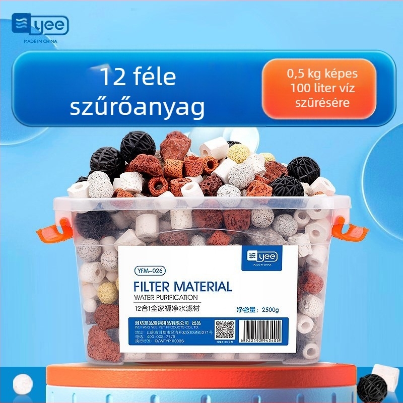yee Akvárium szűrőanyag: biokémiai kerámiagyűrű aktív szénnel és vulkanikus kővel (tömeg 0.5)