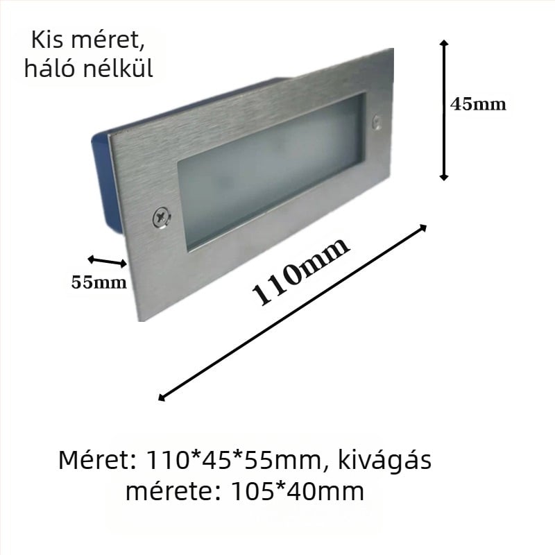 LED lépcsőfény kültéri beépített, modell 2245, 220V bemenet, 10 LED, 110 lm, IP55