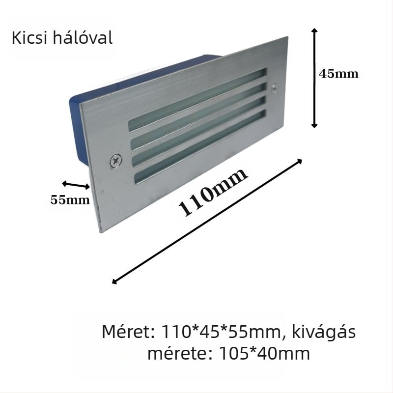 LED lépcsőfény kültéri beépített, modell 2245, 220V bemenet, 10 LED, 110 lm, IP55