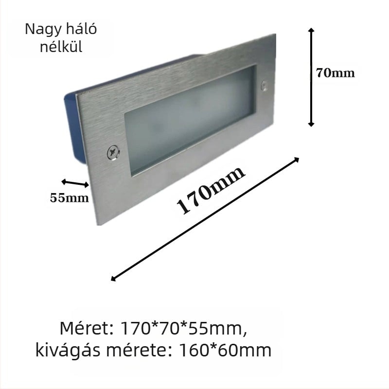 LED lépcsőfény kültéri beépített, modell 2245, 220V bemenet, 10 LED, 110 lm, IP55
