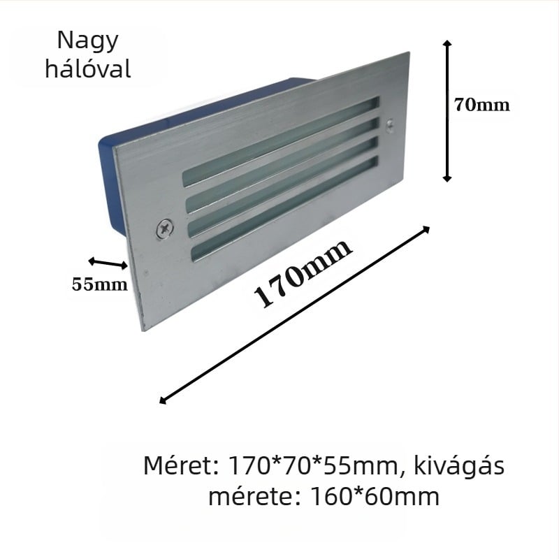 LED lépcsőfény kültéri beépített, modell 2245, 220V bemenet, 10 LED, 110 lm, IP55