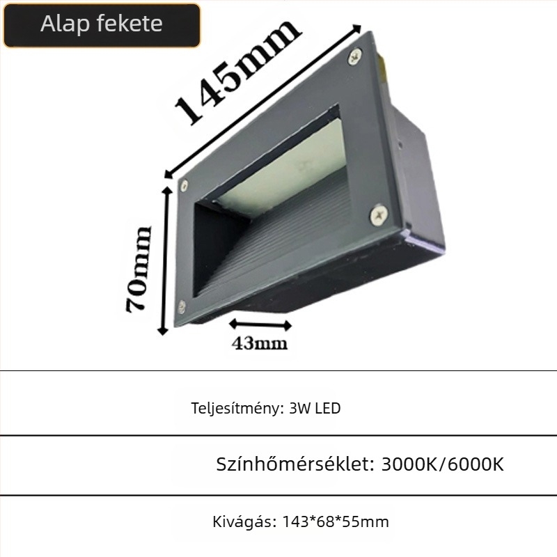 LED lépcsőfény kültéri beépített, modell 2245, 220V bemenet, 10 LED, 110 lm, IP55
