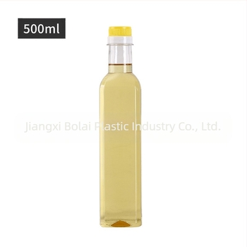 Bolai PET négyszögletes olajtartály Camellia-olajhoz, 500 ml, kihúzható kupakkal és nyomtatott logóval