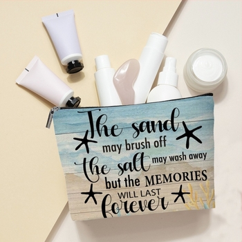 Sminktáska strandokra utazásokhoz, betűs mintával, poliészterből, bélés nélküli, tárolásra alkalmas, uniszex