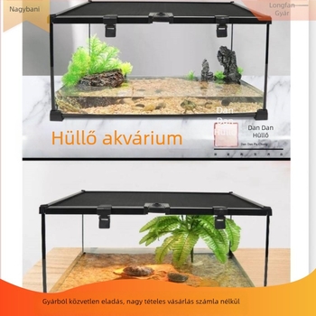 Fedéllel ellátott üveg terrárium arboreális hüllőknek, esőerdei ökoszisztéma élőhely, szaporítási doboz gecko számára