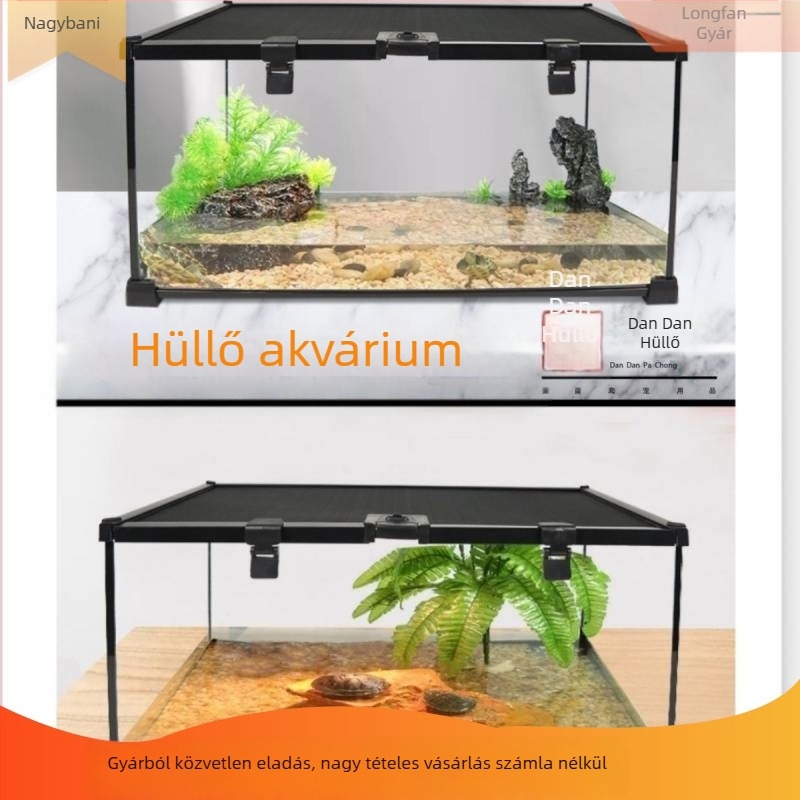 Fedéllel ellátott üveg terrárium arboreális hüllőknek, esőerdei ökoszisztéma élőhely, szaporítási doboz gecko számára