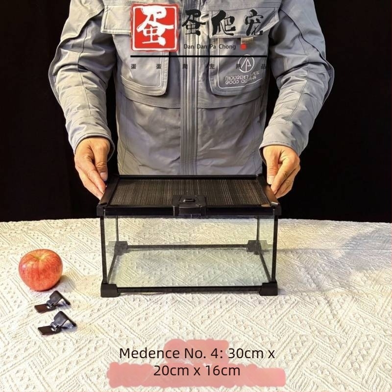 Fedéllel ellátott üveg terrárium arboreális hüllőknek, esőerdei ökoszisztéma élőhely, szaporítási doboz gecko számára