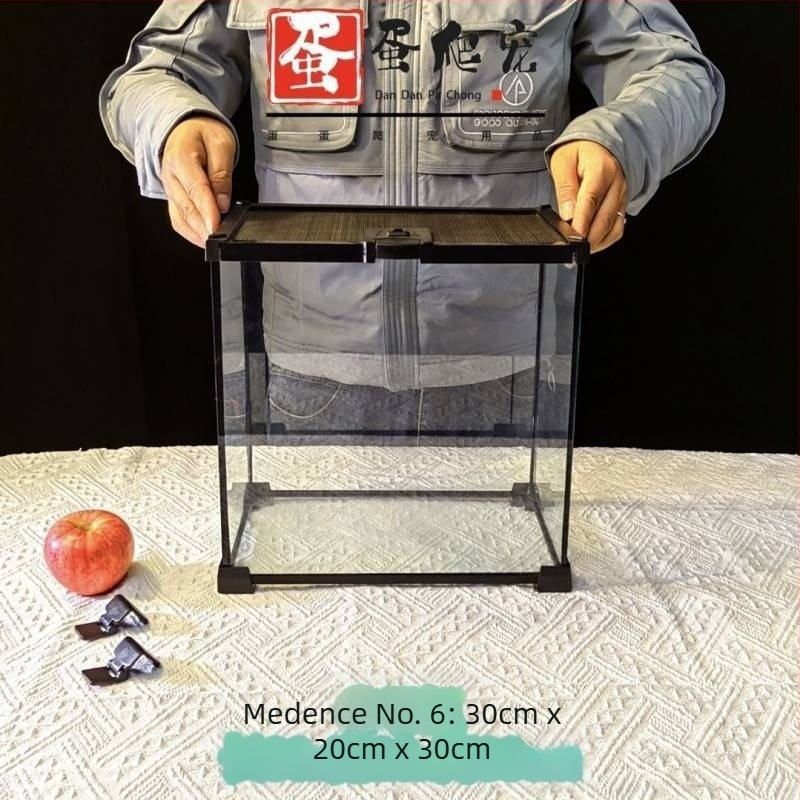 Fedéllel ellátott üveg terrárium arboreális hüllőknek, esőerdei ökoszisztéma élőhely, szaporítási doboz gecko számára