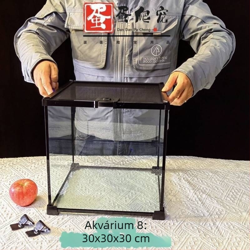 Fedéllel ellátott üveg terrárium arboreális hüllőknek, esőerdei ökoszisztéma élőhely, szaporítási doboz gecko számára