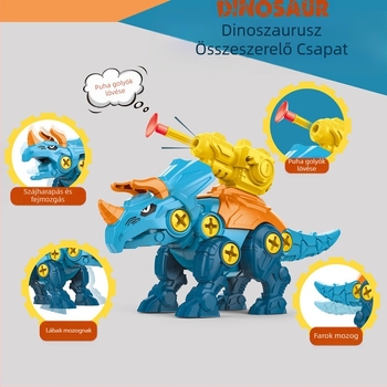 Dinoszaurusz tojás – szétszedhető és összerakható, lövőágyúval – oktatási DIY játék, műanyag; márka Same Flower; eredet Chenghai; 4–6 éveseknek