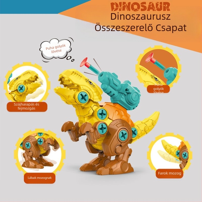 Dinoszaurusz tojás – szétszedhető és összerakható, lövőágyúval – oktatási DIY játék, műanyag; márka Same Flower; eredet Chenghai; 4–6 éveseknek